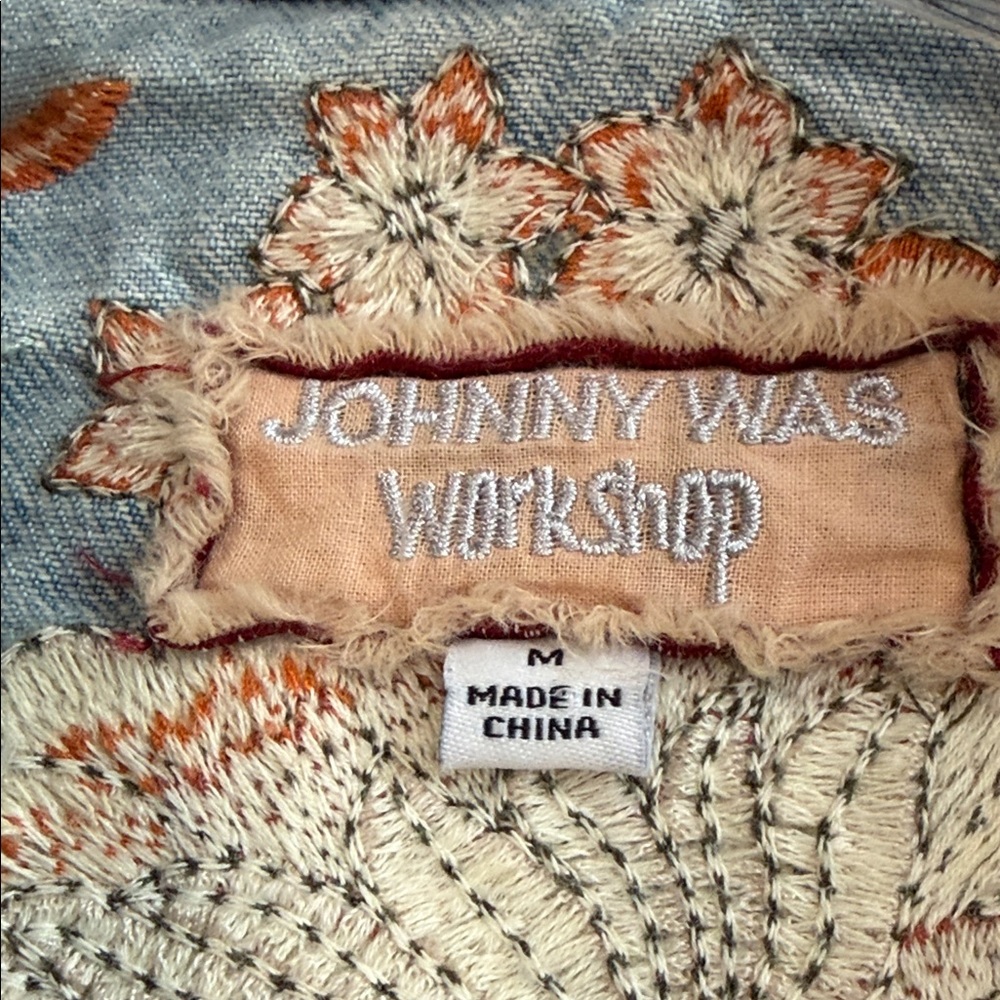 NWOT Johnny Was “Workshop” Floral Embroidered Jean Jacket Size Medium - Picture 3 of 8